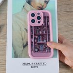 Personalised Pink Bookshelf Floral Shockproof Phone Case with Name for iPhone Birthday Christmas Gift for Book Lover Bookworm