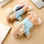 Personalized Bunny Rabbit Plush Pencil Bag with Embroidered Name School Stationery Christmas Back to School Birthday Gift for Kids