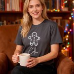 Personalized Multicolor Cute Gingerbread Man 100% Cotton T-shirt with Name and Text  Christmas Gift for Baker Christmas Lovers