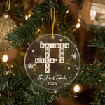 Personalised Snowflake Crossword Puzzle Art Acrylic Christmas Ornament with Text and Year Home Tree Decor Christmas Gift for Family Friends