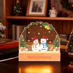 Personalized 2-5 Snowmen Christmas Tree Acrylic Adjustable Night Light with Name and Wooden Base Room Decor Christmas Gift for Kids Family