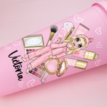 Gepersonaliseerde Cartoon Pajama Meisje Naam 24 oz Plastic Waterfles met Rietje Pajama Party Bruidsmeisje Verjaardagscadeau voor vrouwen