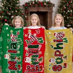 Gepersonaliseerde Kerstmis Zachte Deken met Kerstman en Rendier Ontwerp met Naam Woondecoratie Kerstfeestcadeau voor Kinderen Familie en Vrienden