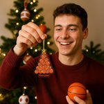 Ornement de Noël personnalisé Baseball Basketball avec nom Décoration de la maison Cadeau de Noël pour enfant Amoureux du sport