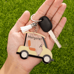 Llavero acrílico personalizado con borla de coche de golf multicolor y nombre Regalo de cumpleaños de Navidad para los amantes del golf