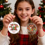 Personalized Happy HoHoHo to You Santa Claus Acrylic Ceramic Ornament with Initial Name and Year Tree Decor Christmas Gift for Kids Family