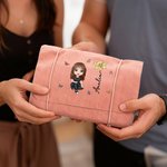 Personalized Birth Flower Cartoon Character Makeup Bag with Name Travel Essentials Wedding Party Birthday Gift for Women