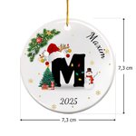 Ornement en Céramique Personnalisé avec Initiale Nom et Année Style de Bonhomme de Neige Cadeau de Noël pour la Famille et les Enfants
