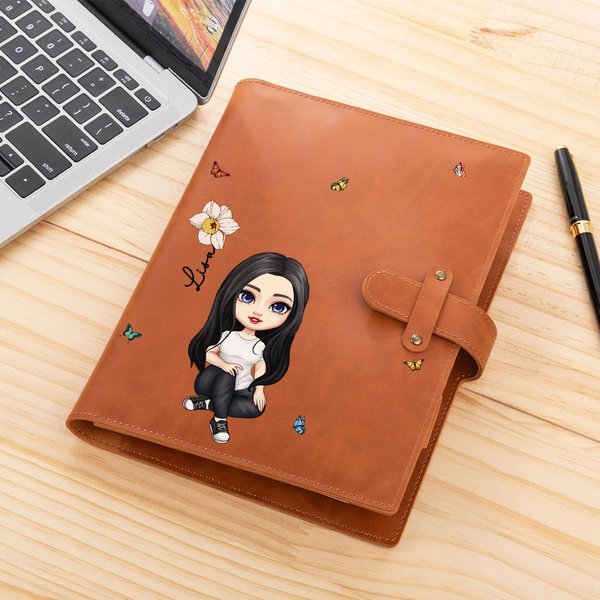 Birth Flower Name Cartoon A5 Sketchbook PU Leather Cover
