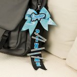Personalised Glitter Bow Keychain Pin Holder Backpack Name Tag with 5 Pins Travel Accessories Daily Use Birthday Gift for Cheerleaders Teammates