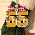 Ornement en bois personnalisé avec nom pour le thème du ballon de sport Cadeau de Noël pour les amateurs de sport