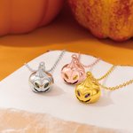 Personalised Pumpkin Birthstone Necklace Dainty Jewellery Birthday Anniversary Halloween Gift for Women
