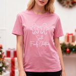 Personalized Multicolor Cute Gingerbread Man 100% Cotton T-shirt with Name and Text  Christmas Gift for Baker Christmas Lovers