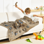 Personalised Dinosaur Themed Multicolour Soft Throw Blanket with Name Christmas Birthday Gift for Kids Dinosaur Lover