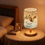 Personalized Cardinal Photo Flaxen Fabric Table Lamp with Name and Text Home Decor Christmas Memorial Gift for Family