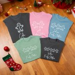Personalized Multicolor Cute Gingerbread Man 100% Cotton T-shirt with Name and Text  Christmas Gift for Baker Christmas Lovers