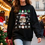 Sweat-shirt Multicolore Personnalisé avec 1-2 Photos du Visage de l'Animal et Noms Cadeau de Noël pour les Propriétaires d'Animaux de Compagnie