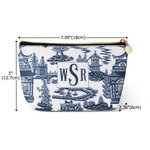 Personalized Chinoiserie Pagoda Makeup Bag with Monogram Mahjongg Accessory Christmas Birthday Gift for Women Mahjong Lovers