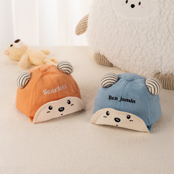 Personalized Adorable Multicolour Embroidered Bear Hat with Name 3-18 Months Baby Accessory Birthday Christmas Gift for Babies Parents
