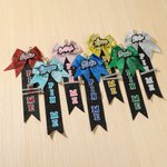 Personalised Glitter Bow Keychain Pin Holder Backpack Name Tag with 5 Pins Travel Accessories Daily Use Birthday Gift for Cheerleaders Teammates