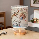 Personalized Cardinal Photo Flaxen Fabric Table Lamp with Name and Text Home Decor Christmas Memorial Gift for Family