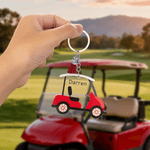Llavero acrílico personalizado con borla de coche de golf multicolor y nombre Regalo de cumpleaños de Navidad para los amantes del golf
