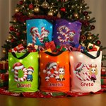 Personalisierter LED Weihnachtssack im Weihnachten-Design mit Cartoon-Figur Initiale und Namen Weihnachtsgeschenk für Kinder Freunde Familie