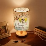 Personalized Cardinal Photo Flaxen Fabric Table Lamp with Name and Text Home Decor Christmas Memorial Gift for Family