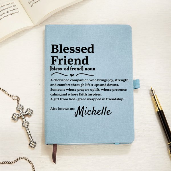 Personalized Blessed Friend Multicolor A5 Notebook with Name and Lined Pages Recording Accessory Birthday Religious Baptism Gift for Christians