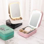 Personalisierte Geburt Blume PU Leder LED Licht Reise Schmuckkästchen mit Namen Geburtstag Geschenk für Brautjungfern Schwestern