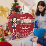 Personalized Cartoon Teacher Apple Shaped Acrylic Ornament with Text Title and Rope Appreciation Christmas Birthday Gift for Teachers