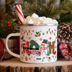 Personalized Santa Claus Snowman Elf Reindeer Design 12 oz Enamel Mug with Name Daily Use Christmas Gift for Boys Girls