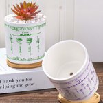 Personalised Toile De Jouy Birth Flower Ceramic Plant Pot with Nicknames and Names Christmas Thanksgiving Day Gift for Mom Grandma