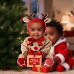 Ornamento acrilico personalizzato con il volto del bambino con nome e anno Decorazione per la casa Regalo di Natale per bambini