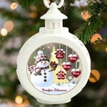 Personlig jul snögubbe hjärtformad tass LED ljus dekoration med namn julgransprydnad perfekt familjegåva