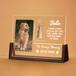 Personalized Pet Photo Fur Keepsake Name Acrylic LED Night Light with Glass Bottle and Wooden Base Christmas Memorial Gift for Pet Lovers