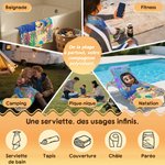 Serviette de Plage Personnalisée avec Motif Enfant Plongeur Animaux Marins 3D et Nom Cadeau Été Anniversaire Fête à la Plage pour Fille Garçon