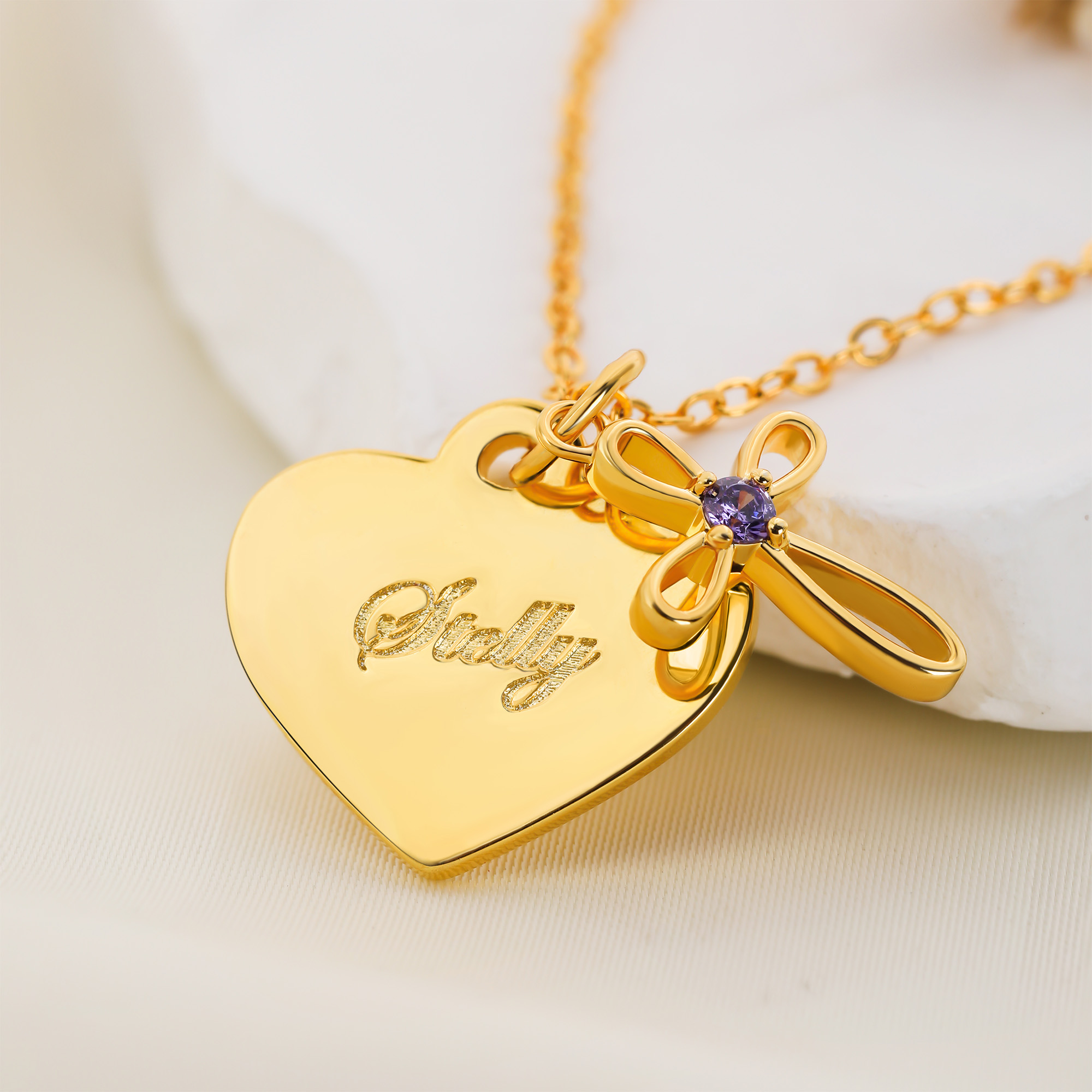 Collier croix et pierre de naissance en forme de coeur avec texte gravé Cadeau d'anniversaire et de baptême pour les enfants et les femmes