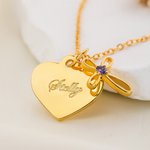 Gepersonaliseerd kruis en geboortesteen Pedant hart-vorm Dainty ketting met gegraveerde tekst Verjaardag Verjaardag Doop cadeau voor kinderen vrouwen