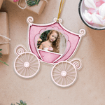 Personalized Princess Carriage Photo Acrylic Ornament with Hanging Rope Home Decoration Christmas Birthday Gift for Girls