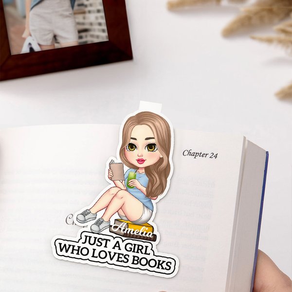 Personalized Cartoon Reading Character Magnetic Bookmark Clip with Name Birthday Christmas Gift for Men Women Book Lovers