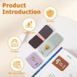 Personalized Birth Flower Multicolor Magnetic PU Leather Bookmark Clip with Name Daily Use Birthday Gift for Book Lovers