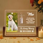 Personalized Pet Photo Fur Keepsake Name Acrylic LED Night Light with Glass Bottle and Wooden Base Christmas Memorial Gift for Pet Lovers