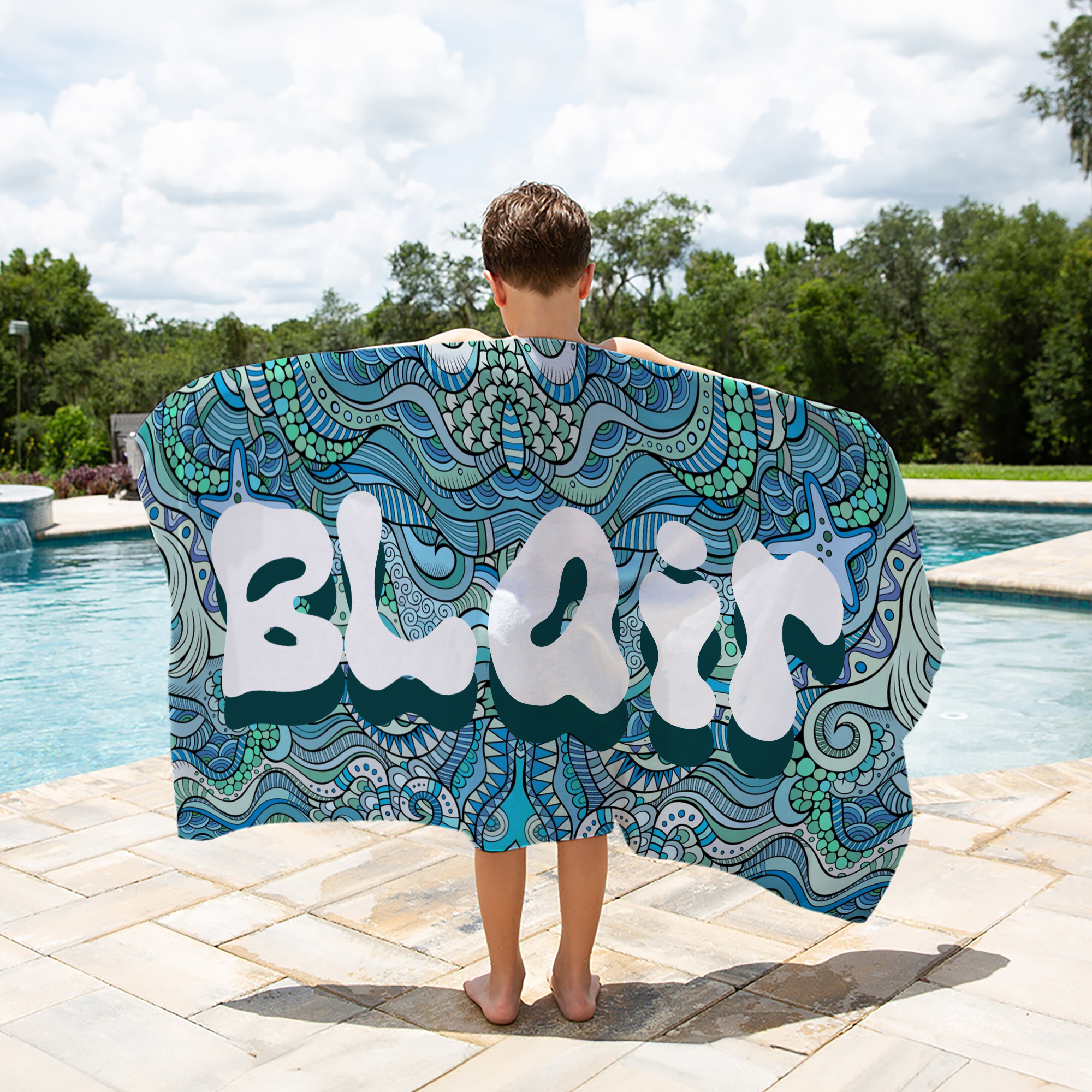 Serviette de plage peinte à la main Graffiti Marine Life Pop Art Quick Dry Towel with Name Travel Essential Beach Party Birthday Gift for Famliy Friend