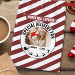 Personalized Reindeer Snowflake Striped Christmas Gift Bag with Photo Christmas Gift for Boys Girls