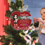 Personalized Cartoon Teacher Apple Shaped Acrylic Ornament with Text Title and Rope Appreciation Christmas Birthday Gift for Teachers