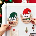 Personalized Daily Elf Report Christmas Ornament Fridge Magnet with Name Toggle to Naught or Nice Christmas Gift for Kids