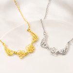 Personnalisé 1-3 Fleurs de naissance Aile d'ange Collier délicat Mémorial Anniversaire Cadeau de Noël pour les femmes