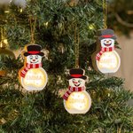 Gepersonaliseerd Sneeuwpop LED-licht Houten Kerstornament met Naam Kerstboom en Sok Decoratie Wintervakantiefeest Cadeau voor Familie en Kinderen