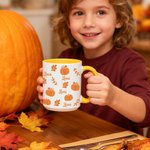 Personalized Pumpkin Maple Leaf Ceramic Coffee Mug with Name Thanksgiving Day Autumn Gift for Family Kids Friends